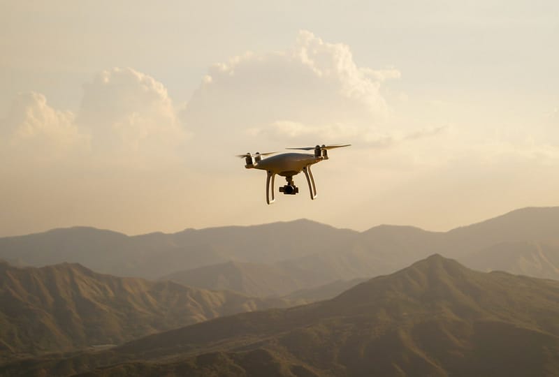 Drone en vol, photographie d’illustration Drone en vol, photographie d’illustration